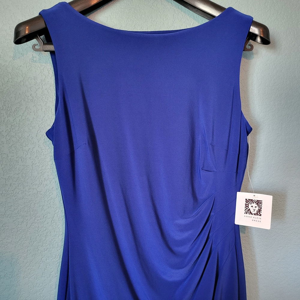 NWT Anne Klein Royal Blue Midi Dress With Ruching 10 - Picture 4 of 7